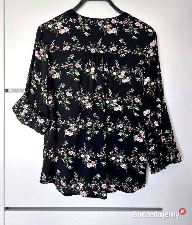 Bluzka czarna L 40 Atmosphere kwiaty wiskozowa Warszawa