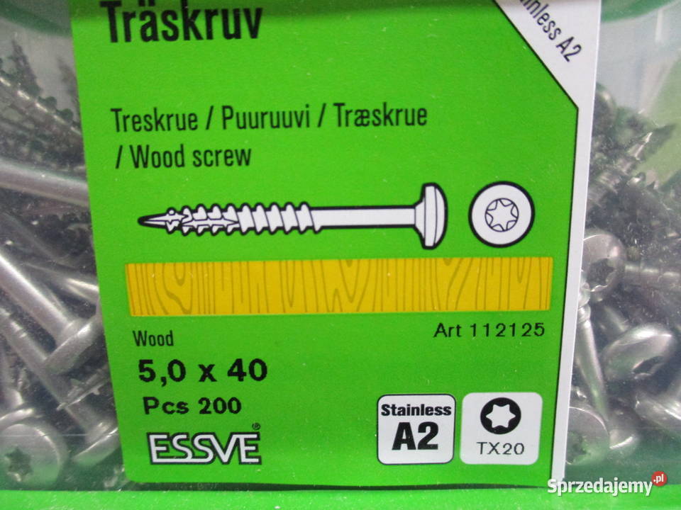 Essve wkręt do drewna 50x40 A2 Art 112125 Mogilno sprzedam