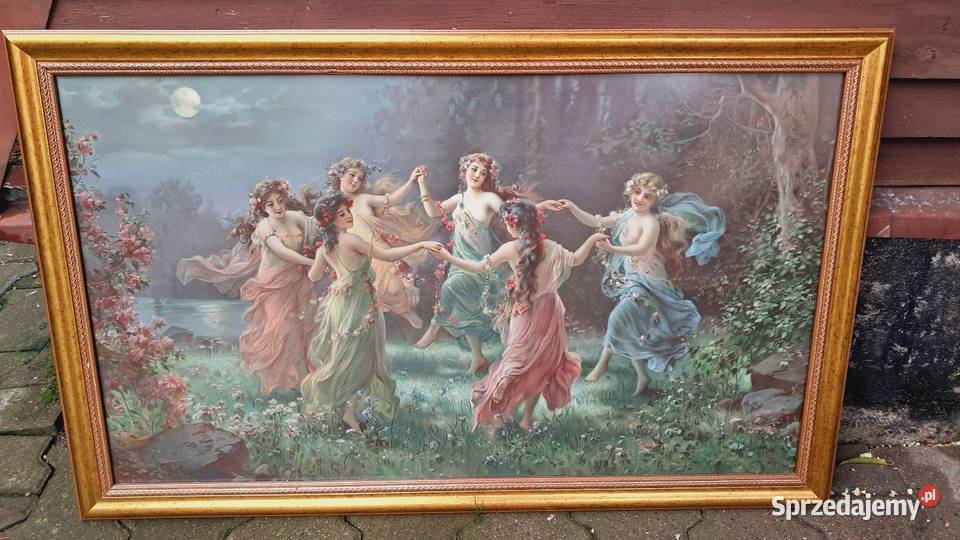 Stary Obraz Hansa Zatzki Taniec ElfówWróżek Świecie