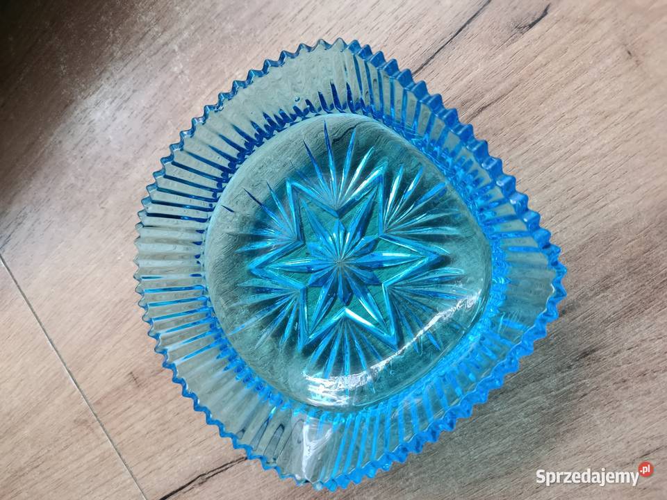 Szklana niebieska miseczka brilant turkus Choszczno