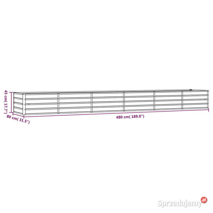 Podwyższona donica rdzawa 480x80x45 stal Warszawa