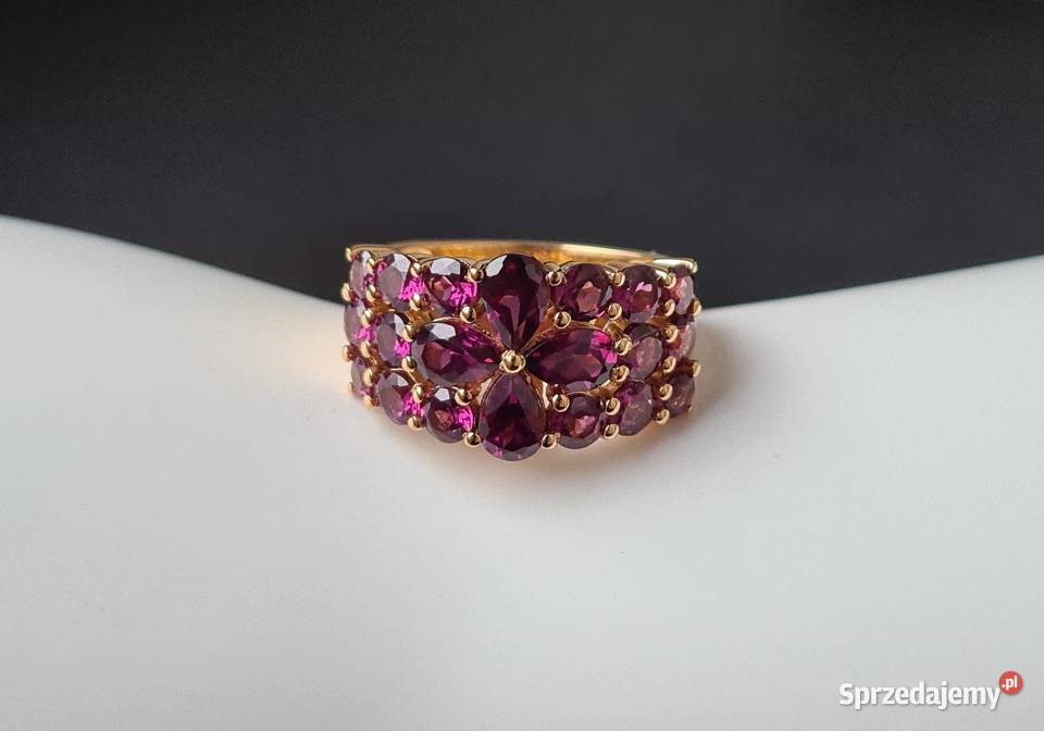 Pierścionek srebro 925 złocone Rodolity sprzedam