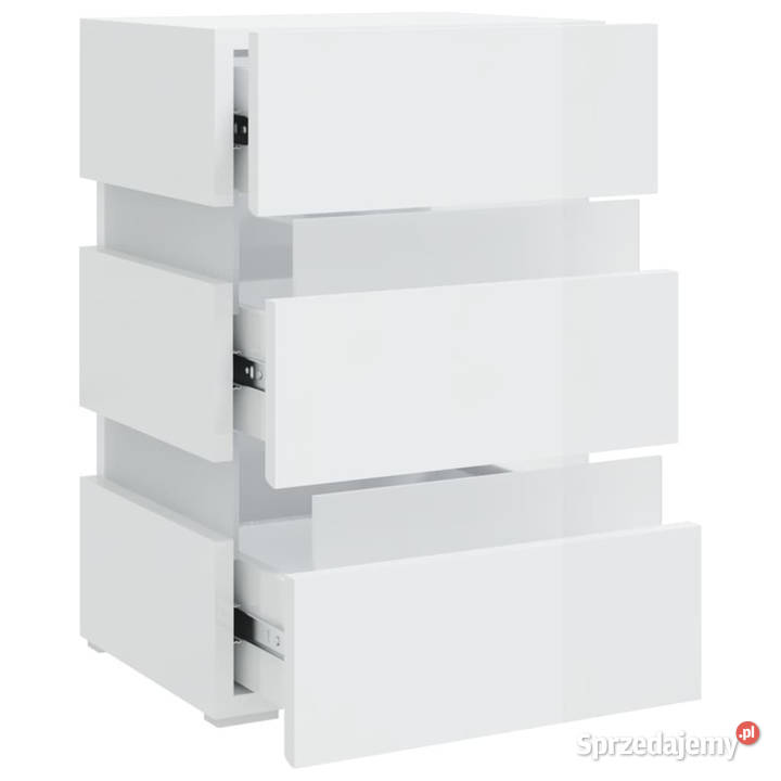 Szafka nocna z LED wysoki połysk biała 45x35x67 Warszawa