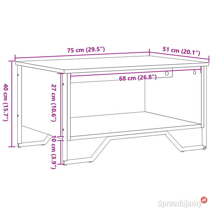 Stolik kawowy brązowy dąb 75x51x40 materiał mazowieckie sprzedam