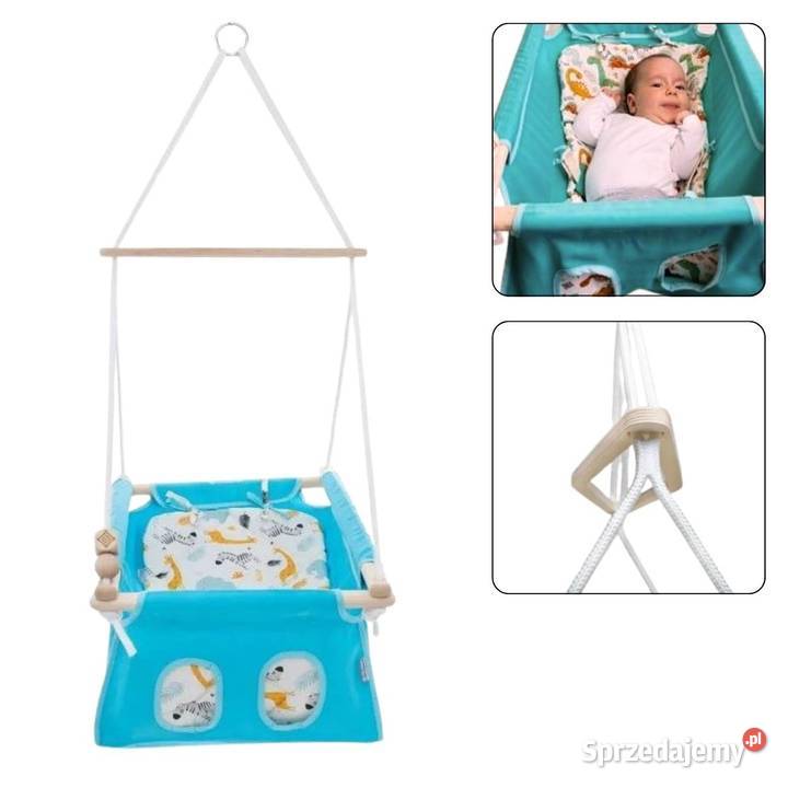 huśtawka niemowlaka Baby Boho niebieski zoo