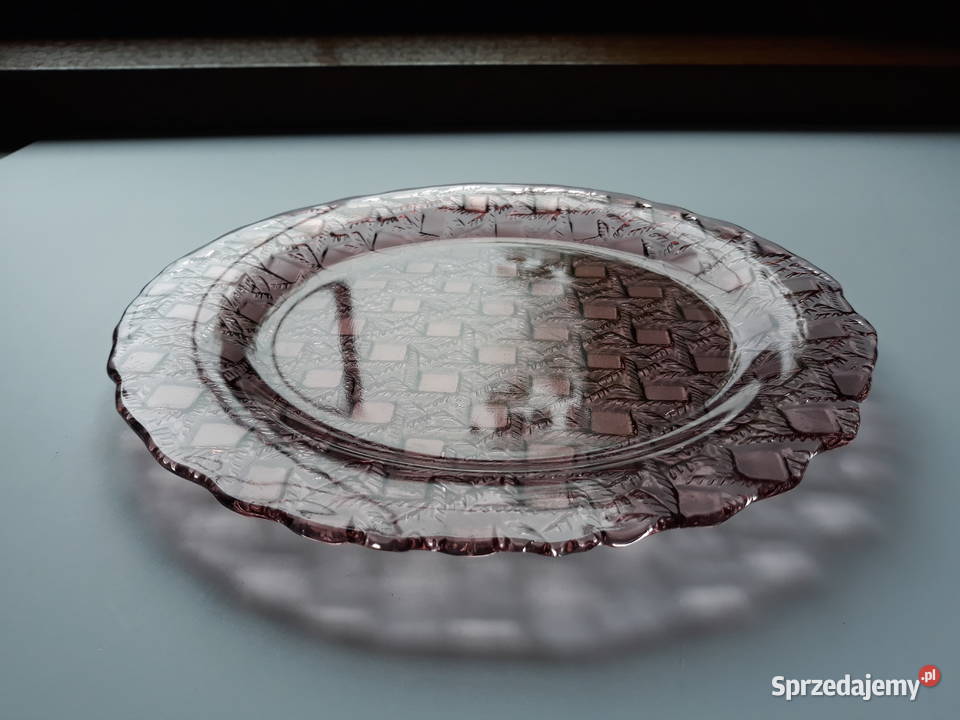 Talerz Kratka Plecionka ok 235 Ząbkowice szkło Dąbrowa Górnicza