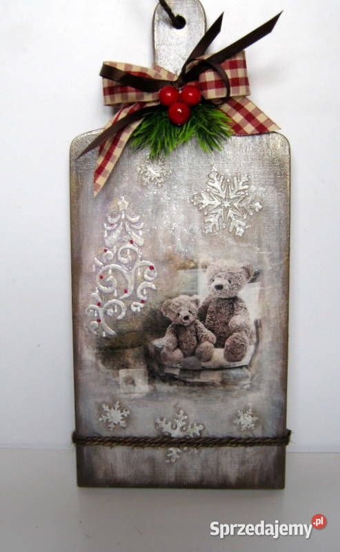 Deska świąteczna Misie rękodzieło Kraków sprzedam