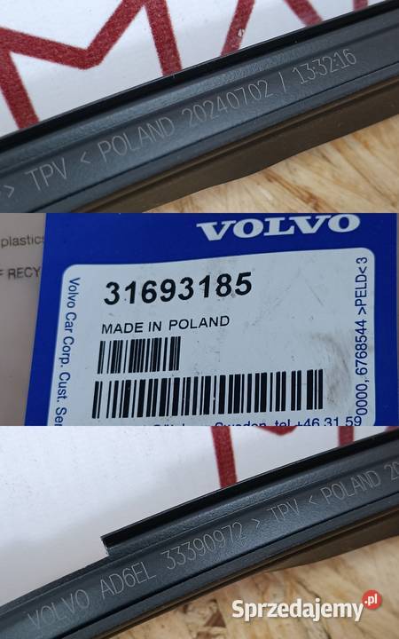 VOLVO XC60 18 USZCZELKA DRZWI PRAWY TYŁ 31693185 Uszczelki wielkopolskie Pleszew sprzedam
