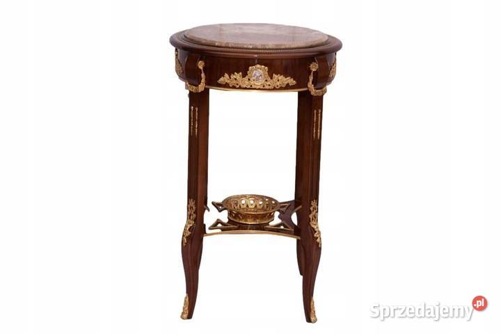 Barokowy Okrągły Stolik Kwietnik Stół Drewno Kraków