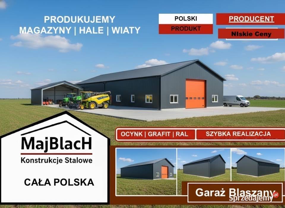 Duży Garaż Blaszany Dwuspadowy Duża Hala Magazyn opolskie Brzeg sprzedam