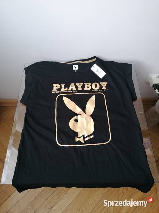 NOWY CZARNY TSHIRT DAMSKI PLAYBOY RL Rozmiar 40(L) Łódź