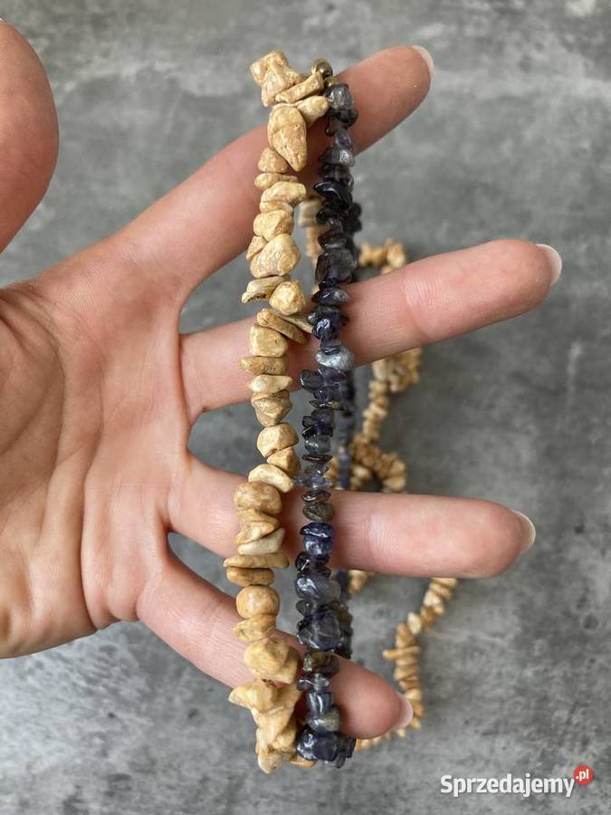 Nowy podwójny naszyjnik vintage kamienie Nisko