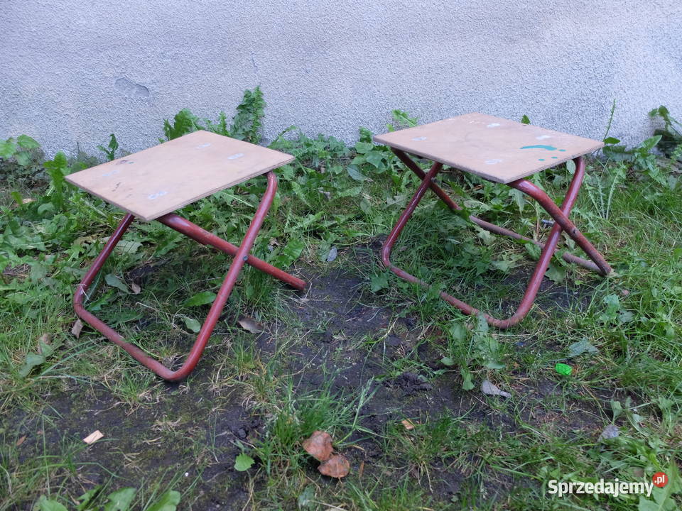 Dwa składane krzesełka taborety wędkarskie 678