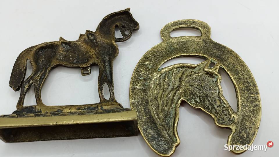 Dwie dekoracje ozdoby mosiężne z motywem konia lubelskie Zamość sprzedam