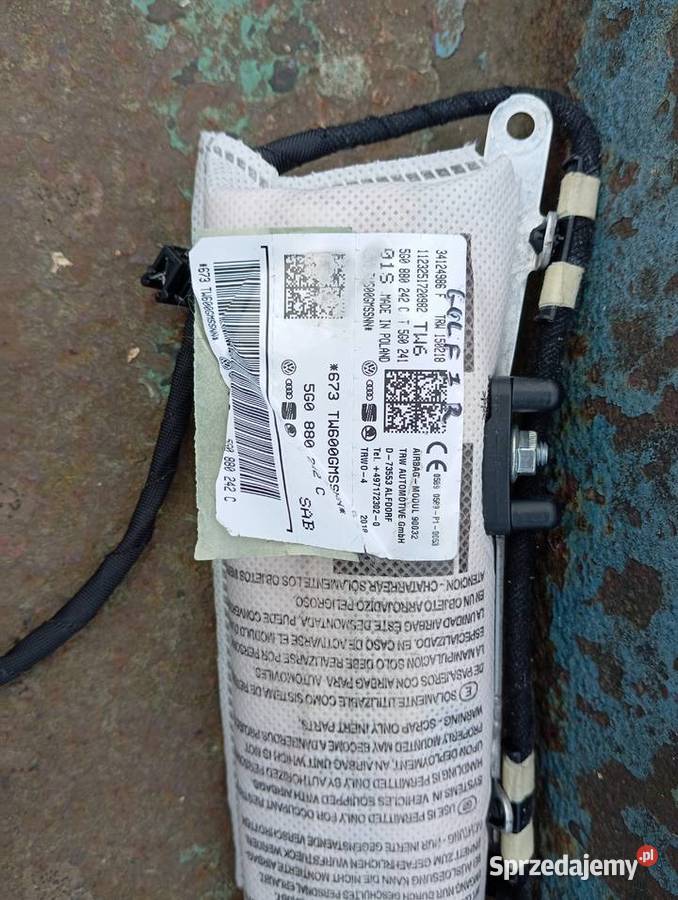 PODUSZKA POWIETRZNA AIRBAG FOTELA PRAWA VW GOLF Kobylnica
