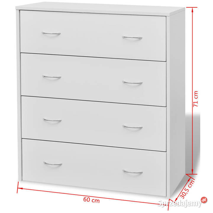 Komoda z 4 szufladami 60 x 305 x 71 biała