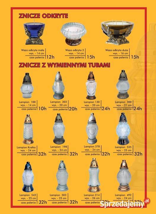 Znicze lampiony wkłady do zniczy bezpośrednio