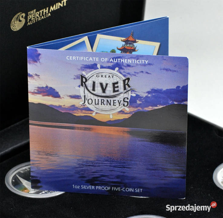 Srebrny zestaw 5 monet Great River Journeys Antyki, Sztuka, Kolekcje