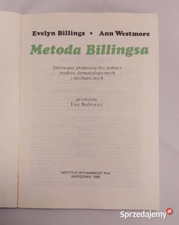 METODA BILLINGSA Evelyn Billings Ann Westmore Hajnówka