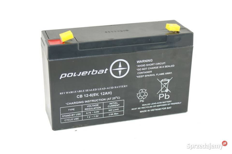 Akumulator żelowy POWERBAT CB 126 6V 12Ah Pabianice