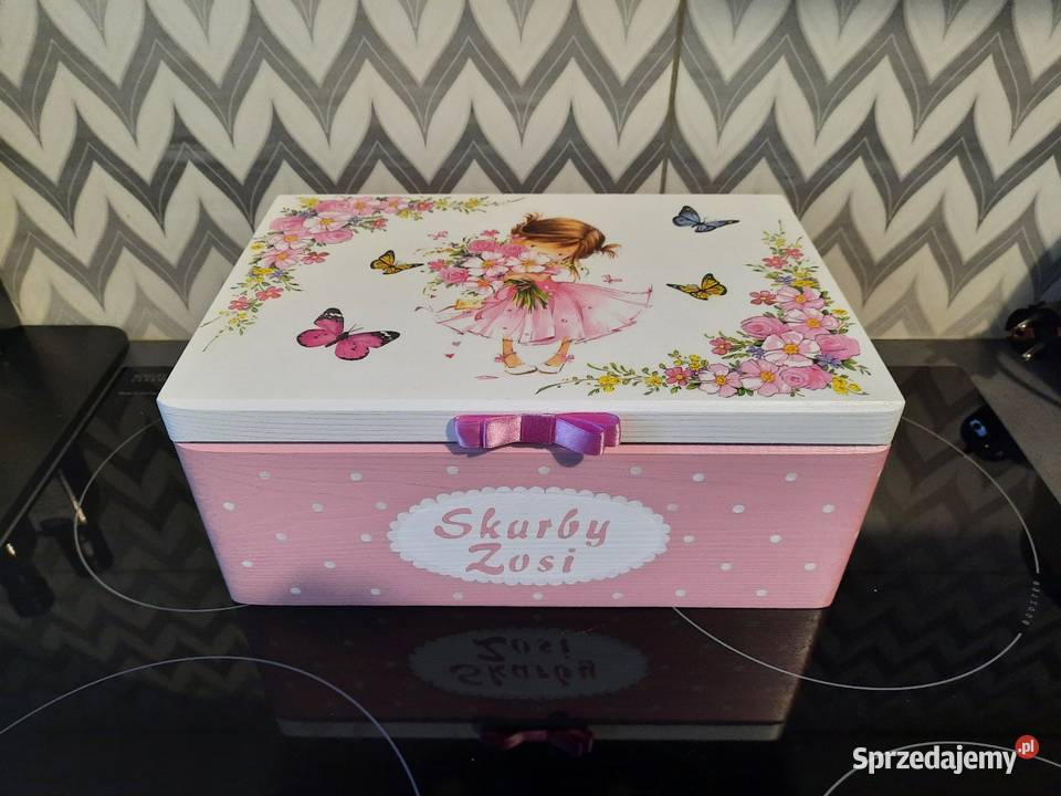 Kuferek z dziewczynką szkatułka decoupage Kędzierzyn-Koźle