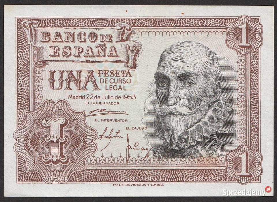 HISZPANIA 1 PESETA 1953 STAN 12 Łódź