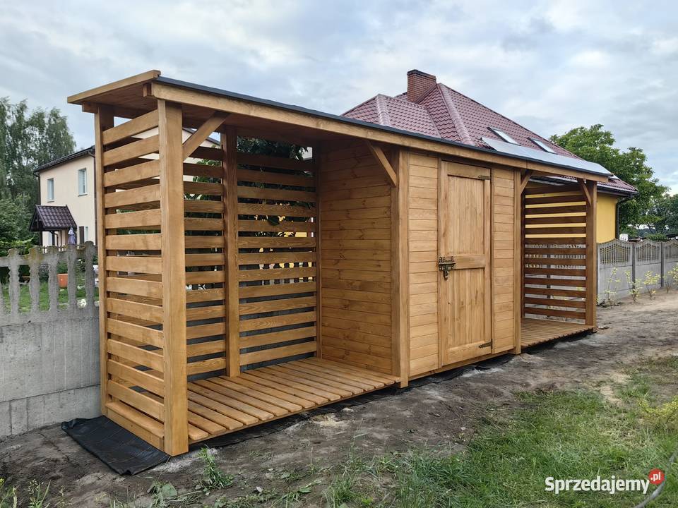 Drewutnia z domkiem narzędziowym 6 x 11m solidna Drewutnie Kalety