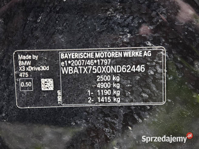 BMW X3 2019 299300 ccm 265 Warszawa