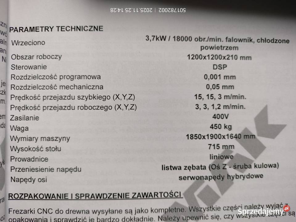 Frezarka do drewna CNC CORMAK C1212 DSP obszar