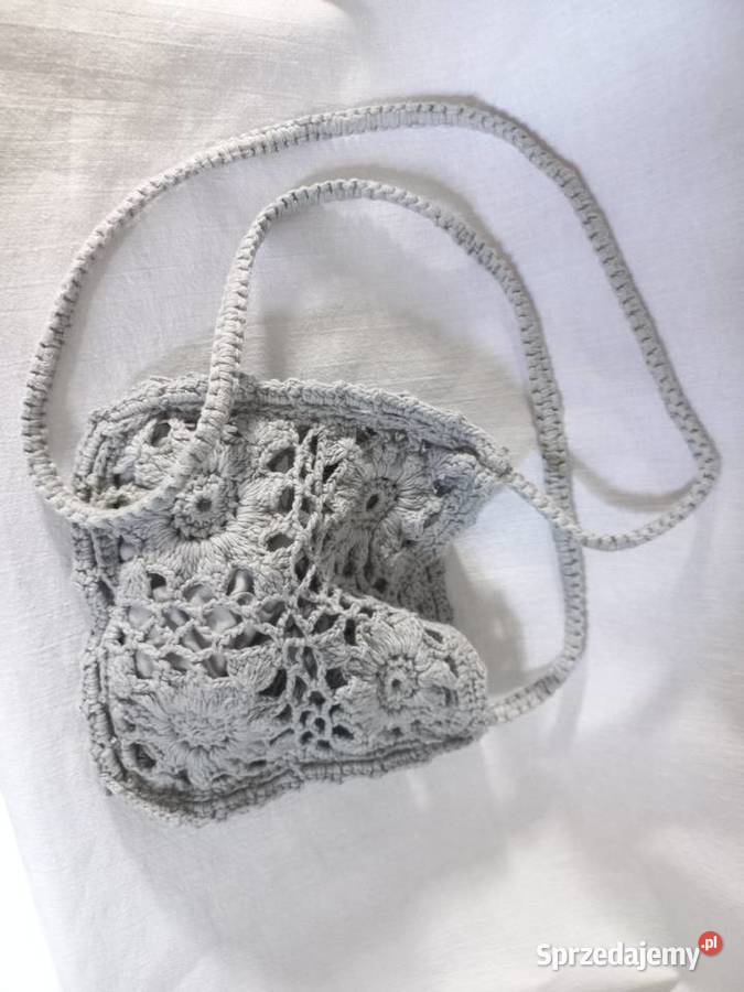 Torebka szara Szydełkowa wyjściowa Dzianinowa Torby i torebki Białystok