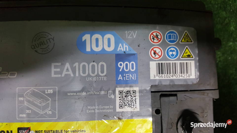 Akumulator Exide 100Ah 900A do aut dostawczych Gniewkowo sprzedam