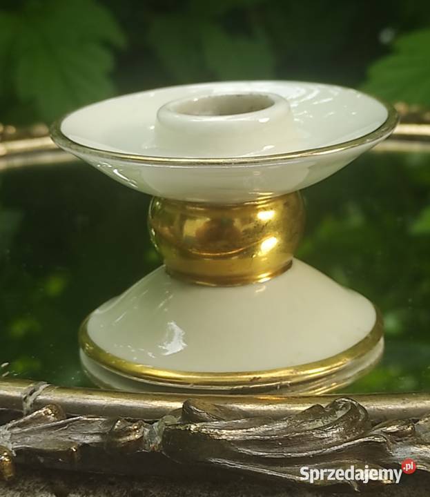 Gerold Porzellan Tettau Bavaria świecznik ecru Pabianice