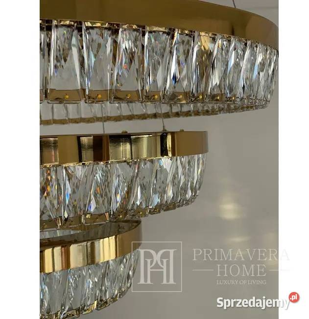 Żyrandol kryształowy złoty designerski ring Warszawa