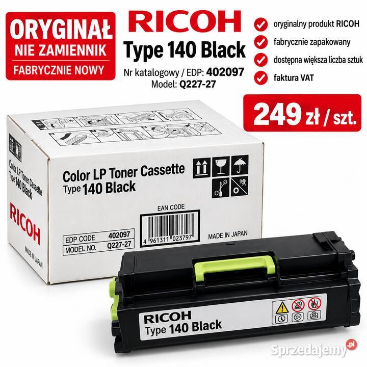 Oryginalny toner RICOH Type 140 Black 402097 sprzedam