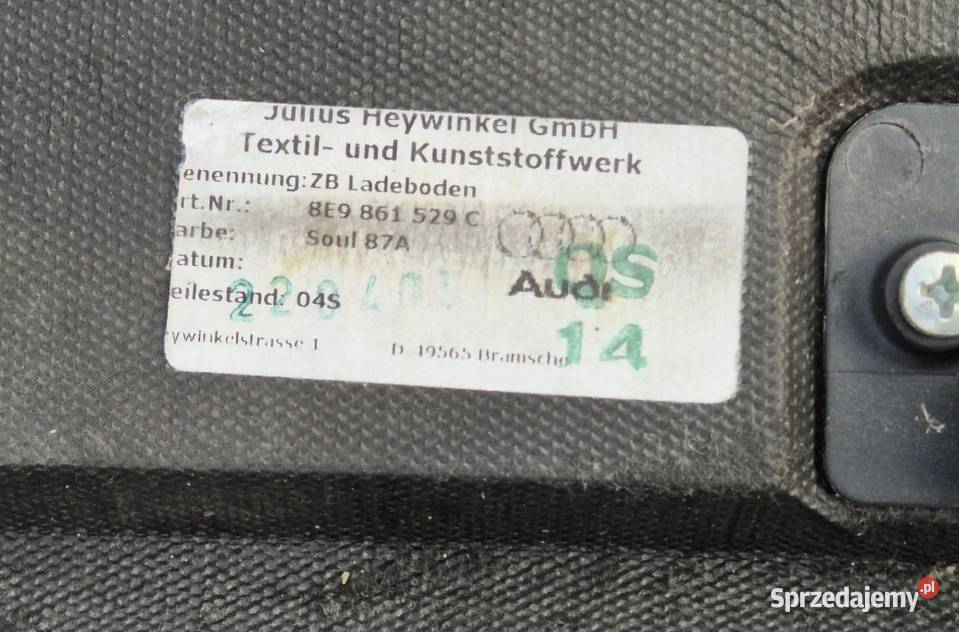 PODŁOGA TAPICERKA BAGAŻNIKA AUDI A4 B6 A4 B7