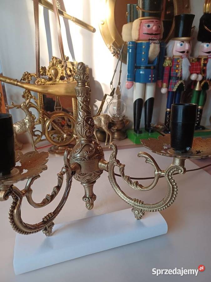 Piękny masywny mosiężny kinkiet Poznań