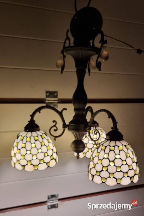 Lampa żyrandol witrażowa Tiffany