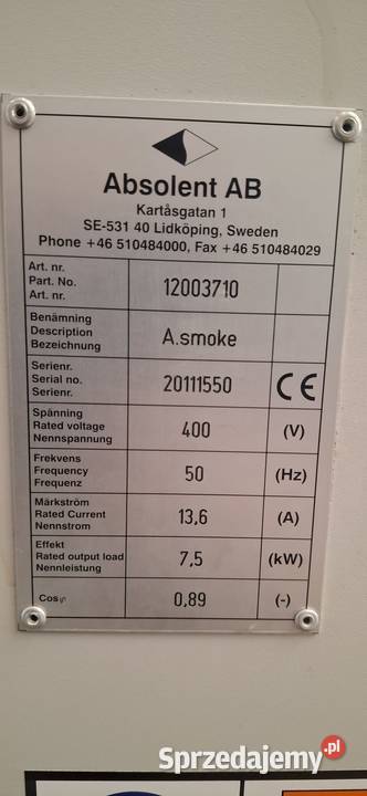 Pochłaniacz mgły olejowej Absolent A smoke 40 Tarnowskie Góry sprzedam