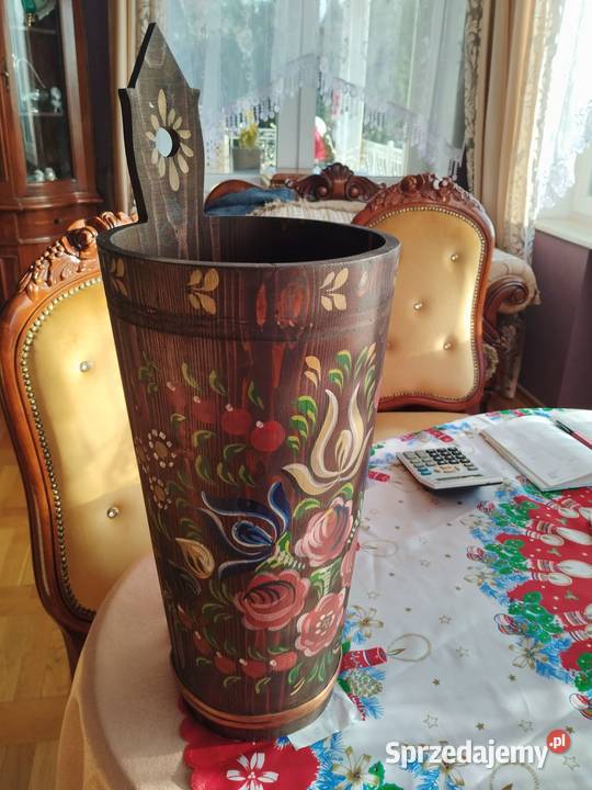 ręcznie malowany ceber parasolnik z drewna Gorzów Wielkopolski