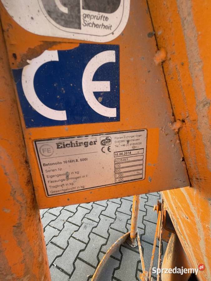 Pojemnik dźwigowy do betonu zbiornik lej Ślesin sprzedam
