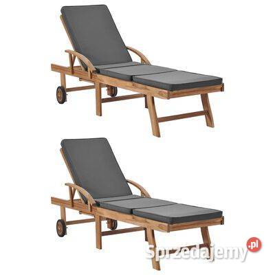 vidaXL Leżaki z poduszkami 2 lite drewno tekowe Warszawa
