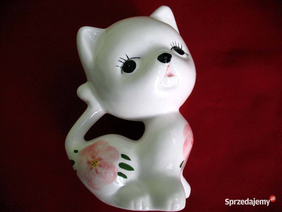 Kot ręcznie malowany kotek Figurka porcelana 14 Siedlce
