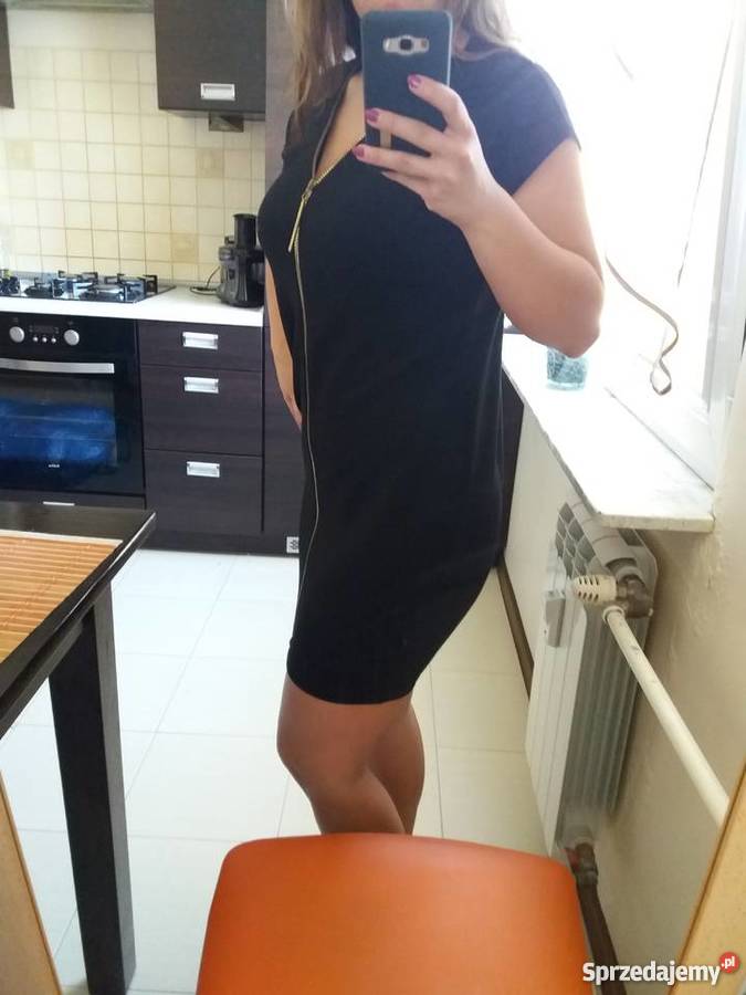 Czarna sukienka ze złotym suwakiem 40 L Kielce 