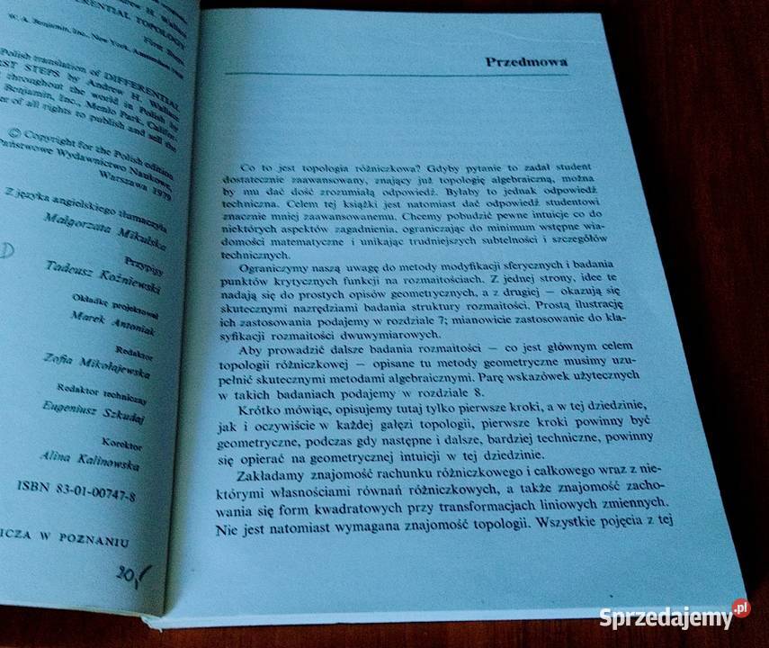 Wstęp do topologii różniczkowej Andrew H Wallace Gdańsk sprzedam