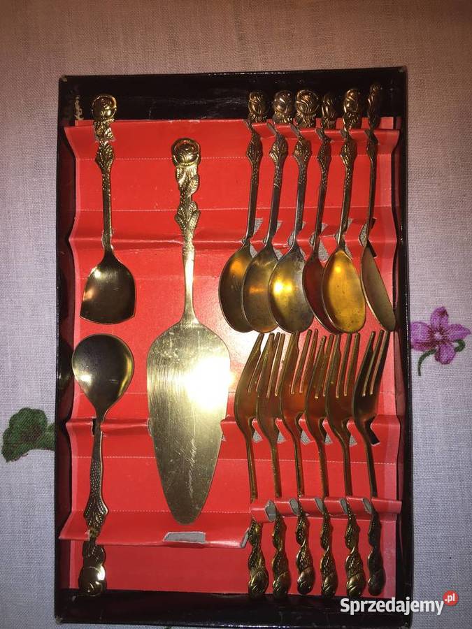Komplet sztućców do kawy NRD pozłacane Warszawa
