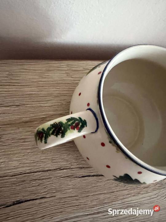 Zimowy duży kubek do grzańca Bolesławiec prl Przedbórz