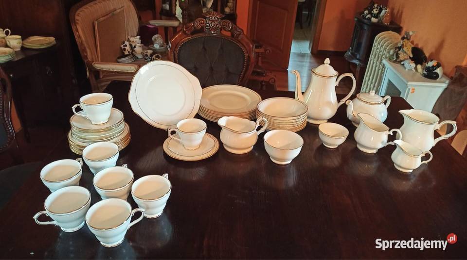 Patera Ascot DUCHESS England Biel ze złotem Porcelana i szkło Gdańsk