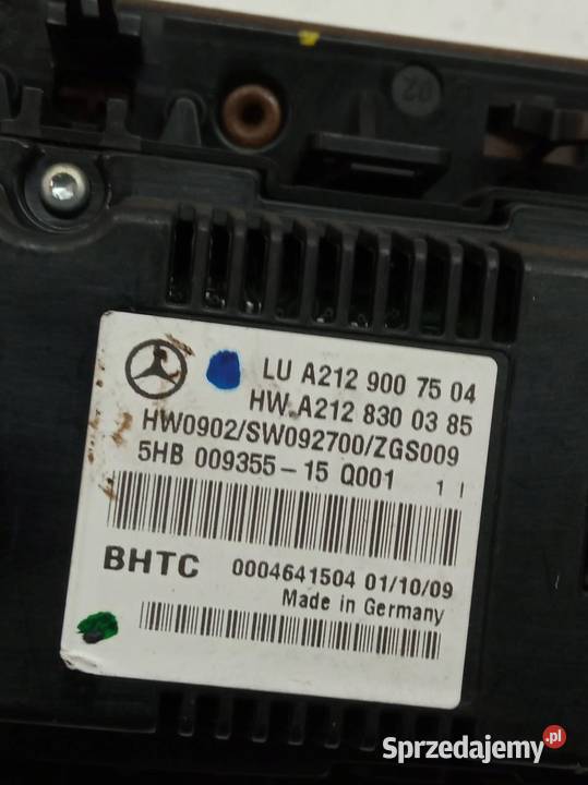PANEL NAWIEWU 2129007504 MercedesBenz Eklasa IV Panele sterowania, przełączniki świętokrzyskie