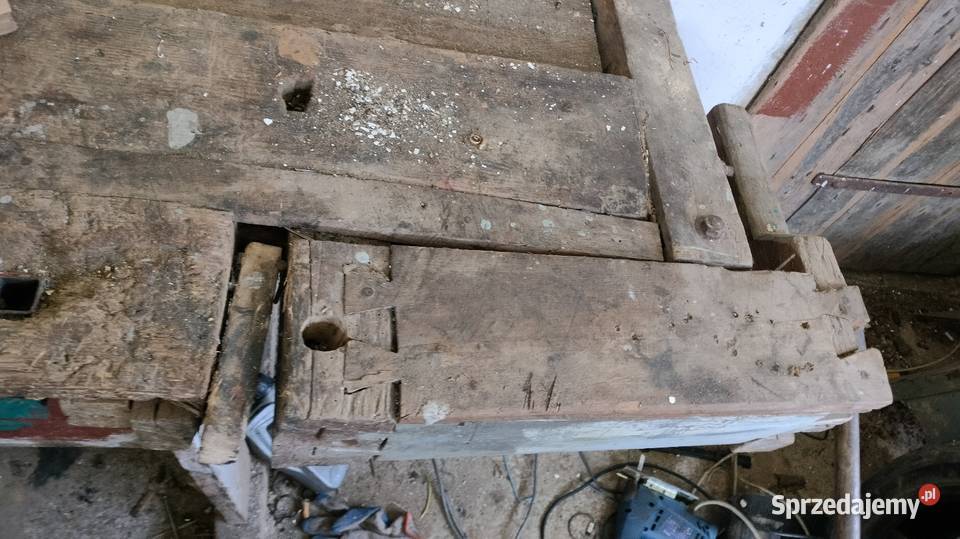 Stary drewniany stół stolarski Wólka Pełkińska