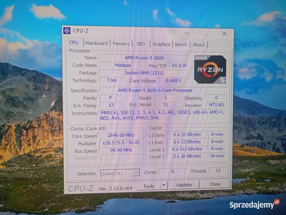 Komputer GamingowyRyzen 5 3600RX 760016Gb Ram
